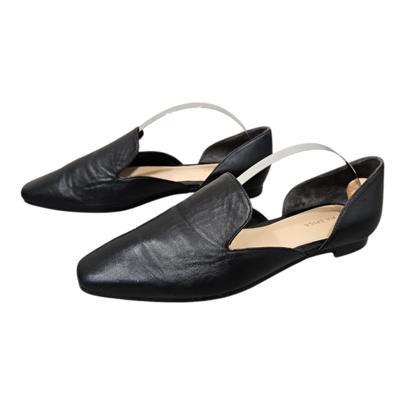 Via Spiga Leather Loafer Slip On Flat Black Size 7 Casual Office - Picture 4 of 11